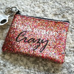 I'm Okay With My Crazy Zip Wallet Keychain